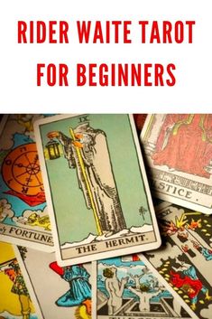 the rider waite tarot for beginners is shown in this image with text overlay