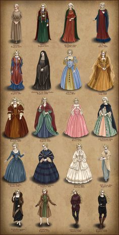 Gaun Abad Pertengahan, Fashion Timeline, Dresses Quince, History Fashion, 16 Dresses, Medieval Dress, Medieval Clothing, Medieval Fashion