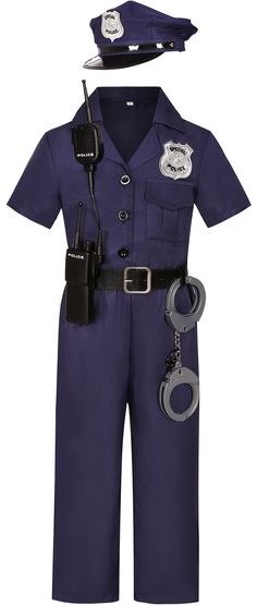 a police officer uniform with handcuffs and hat