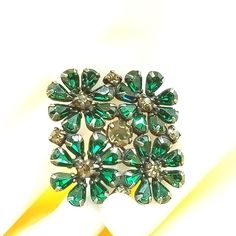 In great vintage condition. Very unusual and unique! Clearly stamped! Please look at the pictures for details and condition because the exact item pictured is the exact item that you will receive. Vintage Green Brooch Jewelry, Victorian Green Collectible Brooches, Retro Green Brooch Jewelry, Vintage Green Flower Brooches, Antique Green Brooches For Wedding, Vintage Green Brooch For Formal Occasion, Green Vintage Brooch For Formal Occasions, Vintage Green Brooches For Formal Occasions, Vintage Green Flower Shaped Jewelry