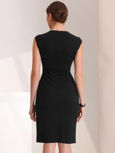 Shop Allegra K for sheath pencil sleeveless pleated front elegant business dress you are looking for, get more women's dresses for yourself. Order now! Free Returns! Elegant Dress Design, Suits For Work, Office Elegant, Black Pencil Dress, Business Dress, Black Sheath Dress, Pretty Bags, Business Dresses, Work Office