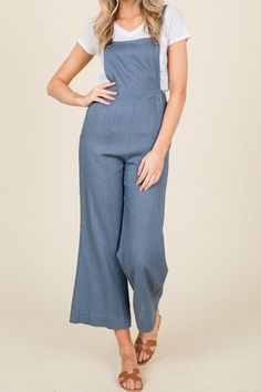 Chambray Blue Linen Capri Style Fitted Overalls Fitted Overalls, Linen Overalls, Style Overalls, Capri Style, Mobile Boutique, Cropped Jumpsuit, Italy Fashion, Boots Sneakers, Boho Chic Fashion