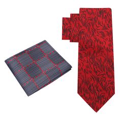 Eternal Red Abstract Tie This new red edition of the Eternal Tie brings back the coveted rich cardinal red and black colorway that is a staple to any modern wardrobe. The red background combined with a black, abstract, wavy lined overlays creates an unforgettable pattern you will want to wear to work, church or even an interview. The PRIME Logo adorns the back of the tie and creates an additional tie keep for your tie to stay in place. Choose From: Single Tie Tie and Pocket Square Material of Ti Classic Red Tie With Pocket Square, Classic Red Suit Accessories With Pocket Square, Classic Red Suit And Tie Accessories With Pocket Square, Red Tie With Pocket Square For Black Tie Event, Red Silk Tie For Business, Elegant Red Suit And Tie Accessories With Pocket Square, Red Silk Ties For Business, Elegant Red Neckwear With Ties, Elegant Red Neckwear For Gift