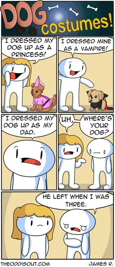 a comic strip about dogs and their costumes