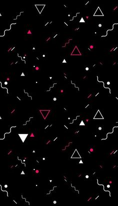 an abstract black background with pink and white shapes