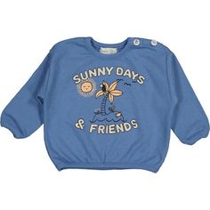 This blue crewneck sweatshirt features a slogan stating "Sunny Days & Friends" complimented by an adorable graphic of a smiling sun beaming over an island of summer plants and creatures. | Bean's Barcelona | "Sunny Days And Friends" Print Crew Neck Sweatshirt, (Blue, Size 5Y) | Maisonette collects the best children’s products from around the world (unlike Zulily, Etsy, The Tot, Farfetch Kids, Childrensalon, Crate and Kids, Kohls, Wayfair, Buy Buy Baby, Nordstroms, Mini Boden, J.Crew Factory, or PotteryBarn Kids), creating a curated shopping experience for you. Think of us as your shortcut to fashion for litte ones! Smiling Sun, Sleepwear Dress, Blue Crewneck, Summer Plants, Boy Accessories, Buy Buy, Buy Buy Baby, Holidays With Kids, Mini Boden