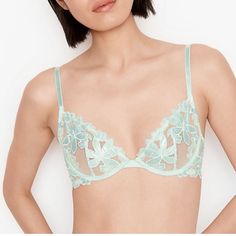 Nwot! This Is Similar To The Style The Model Is Wearing Spring Wedding Underwire Bra, Fitted Floral Embroidery Bra, Fitted Bra For Spring Wedding, Fitted Bra For Wedding In Spring, Fitted Wedding Bra For Spring, Spring Wedding Fitted Bra, Elegant Green Spring Bra, Fly Bra, Demi Bra