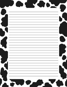 a black and white cow print lined paper