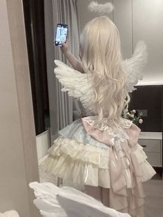 Not Revealing Dress, Cute Pink Clothes Aesthetic, Lolíta Dresses, Cutecore Dress, Pink And White Aesthetic, Angelic Outfits, Angel Skirt, Angelic Style, Softie Aesthetic