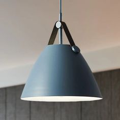 Modernist Conical Pendant Lighting - Metallic Suspension Light With Leather Strap Black/Blue Table Pendant Light, Room Hanging Lights, Metal Pendant Lamps, Hanging Fixture, Suspension Light, Fluorescent Light, Modern Pendant Light, Light Holder, Outdoor Lamp