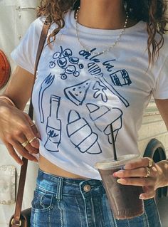 Shop Continental Breakfast Tee White at Princess Polly. Buy now, pay later with Afterpay. Enjoy free shipping & returns. T&C's apply. Continental Breakfast, White Top Women, Cropped Graphic Tees, White Brand, Princess Polly, Graphic Tops, Good Stretches, Online Tops, Sustainable Clothing