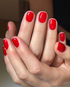 Red Gel Nails, Bright Red Nails, Red Nail, Dipped Nails, Powder Nails, Winter 2023, Nail Trends