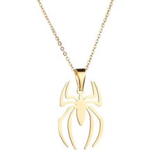 a gold spider pendant on a chain