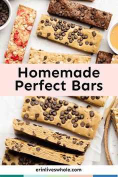 homemade perfect bars with chocolate chips and peanut butter