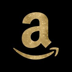 an amazon logo with gold sparkles on it's black backgroung