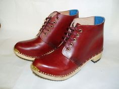 Gibson boot by Phil Howard clogmaker Heritage Clothing, Red Clogs, Morris Dancing, Clog Boots, One Piece 1, Canvas Bags, Veg Tan Leather, Dress For Success