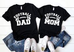 two matching football mom and dad shirts