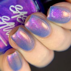 kad.polish Next up from @sassysaucepolish is “When It Rains It Pours,” a blue jelly base with shimmer that shifts red, pink, violet, gold, and green at extreme angles.  Shown in three coats with top coat. Available 8/22 for $11 When It Rains It Pours, Gold And Green