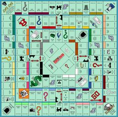 a monopoly board game with many items on it