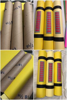 several pictures of different types of rolls of tape with numbers on them and in the middle