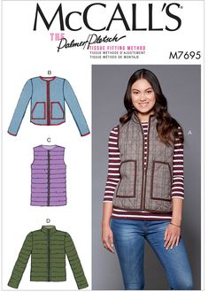 a women's jacket and sweater in two different colors, with the pattern on it