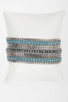 Beaded Layered Bracelet Dark Turquoise Trendy Silver Beaded Bracelets With Beaded Chain, Trendy Silver Beaded Chain Bracelets, Silver Beaded Bracelets With Faceted Beads For Festivals, Turquoise Metal Beaded Bracelet, Bohemian Silver Beaded Bracelets With Beaded Chain, Silver Beaded Bracelets As Fashion Accessory, Handmade Silver Beaded Bracelets, Silver Beaded Wrap Bracelet For Festivals, Handmade Silver Beaded Bracelets For Fashion