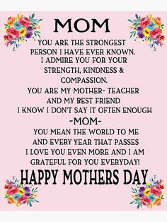 a mother's day card with flowers on it