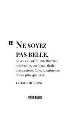 an advertisement for leonor rovesi's new book, ne sovez pas belle