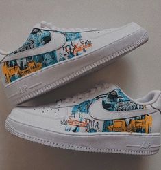 Sneakers Painting, Color Palets, Nike Shoes Air Force, Painted Sneakers, Custom Nike Shoes, Custom Air Force 1