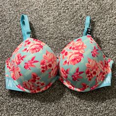 Never Been Worn, No Longer Fits. Super Push. Spring Floral Print Multicolor Bra, Purple Bralette, Multiway Bra, Victoria Secret Pink Bras, Floral Bra, Sleep Wear, Racerback Bra, Pink Brand, Pink Camo