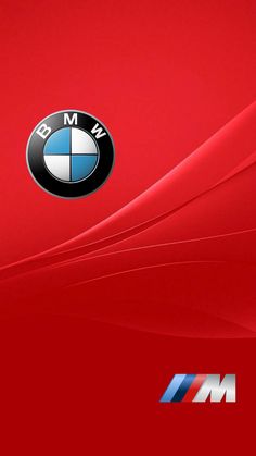 the bmw logo is shown on a red background