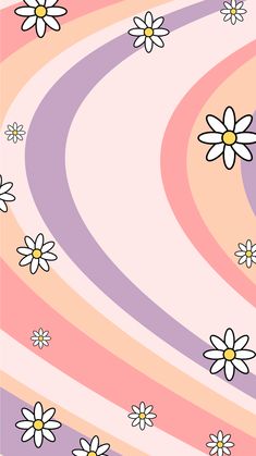 an abstract background with daisies and stripes