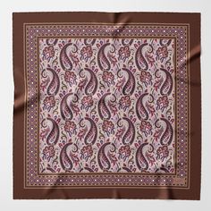 Brown Paisley Silk Bandana - Neckerchief Classic Brown Shawl Scarves, Elegant Silk Scarves With Paisley Print, Vintage Brown Scarf With Paisley Print, Elegant Pashmina Scarf With Paisley Print, Elegant Pashmina Scarves With Paisley Print, Bohemian Brown Scarves With Bandana Print, Brown Bohemian Bandana Print Scarves, Bohemian Brown Bandana Print Scarves, Traditional Brown Silk Scarves