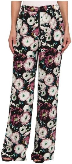 BCBGMAXAZRIA-Landon Lavender Must Combo Trouser Pants - Runway Catalog Chic Printed Pants For Loungewear, Floral Print Full-length Loungewear Pants, Chic Purple Bottoms With Floral Print, Floral Print Wide Leg Pants For Loungewear, Floral Print Wide Leg Trousers For Loungewear, Chic Floral Print Wide Leg Loungewear Pants, Chevron Outfit, Scalloped Lace Dress, Luxury Women Fashion