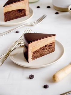 a piece of cake sitting on top of a white plate