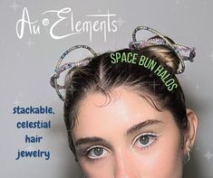 The ORIGINAL creator of the viral ★ SPACE BUN HALOS © 2023 ★  Take your classic space buns to the next level with these adorable metallic hoops! The simple design is meant to mimic the rings of Saturn. Simply pin the hoops into a small sized bun, and you're ready to go! (SOLD IN PAIRS)  Classic halo sets come in simple rings or colorful beaded rings. Depending on inventory, the shape and color of the beads may vary with each batch. Note that these hammer-strengthened hoops are made with flexible copper core wire. They will bend if pulled harshly. Gently pull the wire back into shape with your fingers and a microfiber cloth.   *Jewelry Care* -The halos are made of tarnish-resistant gold, silver, or black colored wire. Water will not damage the product, but it may cause the shine and quality Space Bun, Space Hair, Pink Halo, Upcycled Vintage Jewelry, Rings Of Saturn, Saturn Necklace, Beaded Hair Pins, Space Buns, Cloth Jewelry