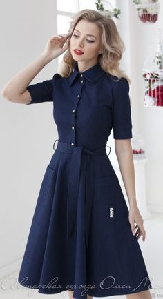 Blue Outfit Ideas Casual, Blue Dress Outfit, Elegante Casual, Modest Clothing, Fashion Attire, Stylish Dress Designs, Mode Vintage, Mode Inspiration, Classy Dress