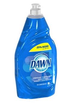 a bottle of dawn dish soap on a white background