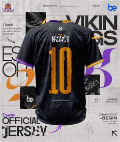 an image of a soccer jersey with the number ten printed on it and other sports related items