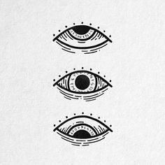 three different types of eyes are shown in black and white