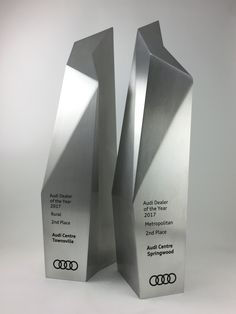 Trophy Photography, Trophy Design Ideas, Audi Dealership, Metal Trophy, Employee Awards