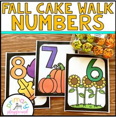 fall cake walk numbers for kids to color and cut out with the number six on them