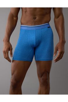 Ultra soft modal jersey blend/Added stretch for all-day comfort/Soft anti-roll waistband/No fly/Comfortable and supportive contoured pouch Blue Anti-odor Boxer Briefs For Training, Functional Solid Color Anti-odor Boxer Briefs, Functional Moisture-wicking Solid Color Boxer Briefs, Solid Cotton Anti-odor Boxer Briefs, Casual Blue Anti-odor Boxer Briefs, Boxer Briefs, Women's Jeans, American Eagle Outfitters, American Eagle