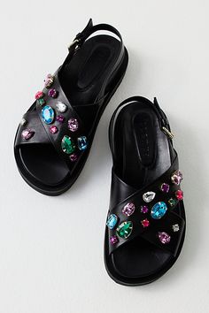 Bling Sandals, Crystal Sandals, Rhinestone Embellishments, Embellished Sandals, Rock Candy, Free People Shoes, Fall Shoes, Pretty Shoes, Dream Shoes