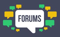 a group of speech bubbles with the word forum written in it and some green, yellow and