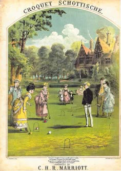 an old book with people playing golf in the grass