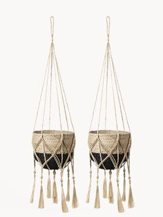 Korissa Plant Hanger - Bitan (Set of 2) SHOP Korissa Jute Fabric, Basket Planters, Macrame Plant Hangers, Natural Jute, Decor Artwork, Macrame Plant, Plant Decor, Macrame Plant Hanger, Plant Hanger