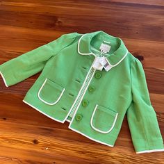 Sprout Green And White Trim! Perfect For The Spring! Kate Spade Green, White Trim, Green And White, Kate Spade, Jackets & Coats, Size 4, Jackets For Women, Trim, Green