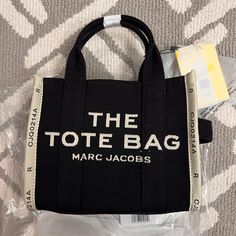 New! Comes With Black Strap To Wear As Crossbody White Tote Shoulder Bag With Logo Hardware, White Shoulder Bag With Logo Hardware For Shopping, Marc Jacobs Tote Bag, Marc Jacobs Tote, Bag Insert, Small Tote Bag, Crossbody Tote Bag, Mini Tote Bag, The Tote Bag