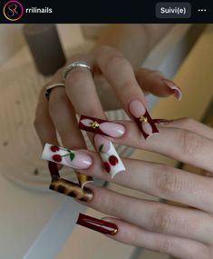 Bio Nails, Punk Nails, Airbrush Nails, Cherry Nails, Pointed Nails, French Acrylic Nails, Leopard Nails